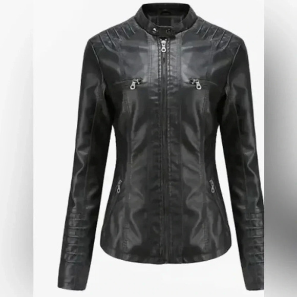 tagoo Jackets & Blazers - Tagoo Faux black Leather Jacket Women Motorcycle Coat For Biker size XL and NWT